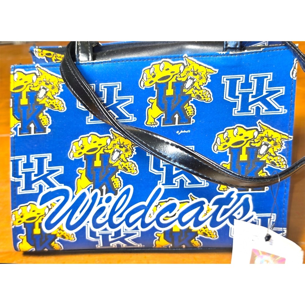 NCAA Kentucky Wildcats Blue Canvas Handbag Tote Rhinestone Logo Gameday Bag